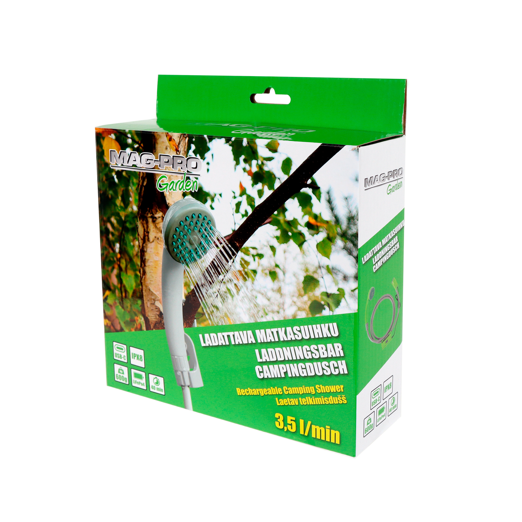 Utedusch Mag-Pro Uppladdningsbar IPX8 Vit