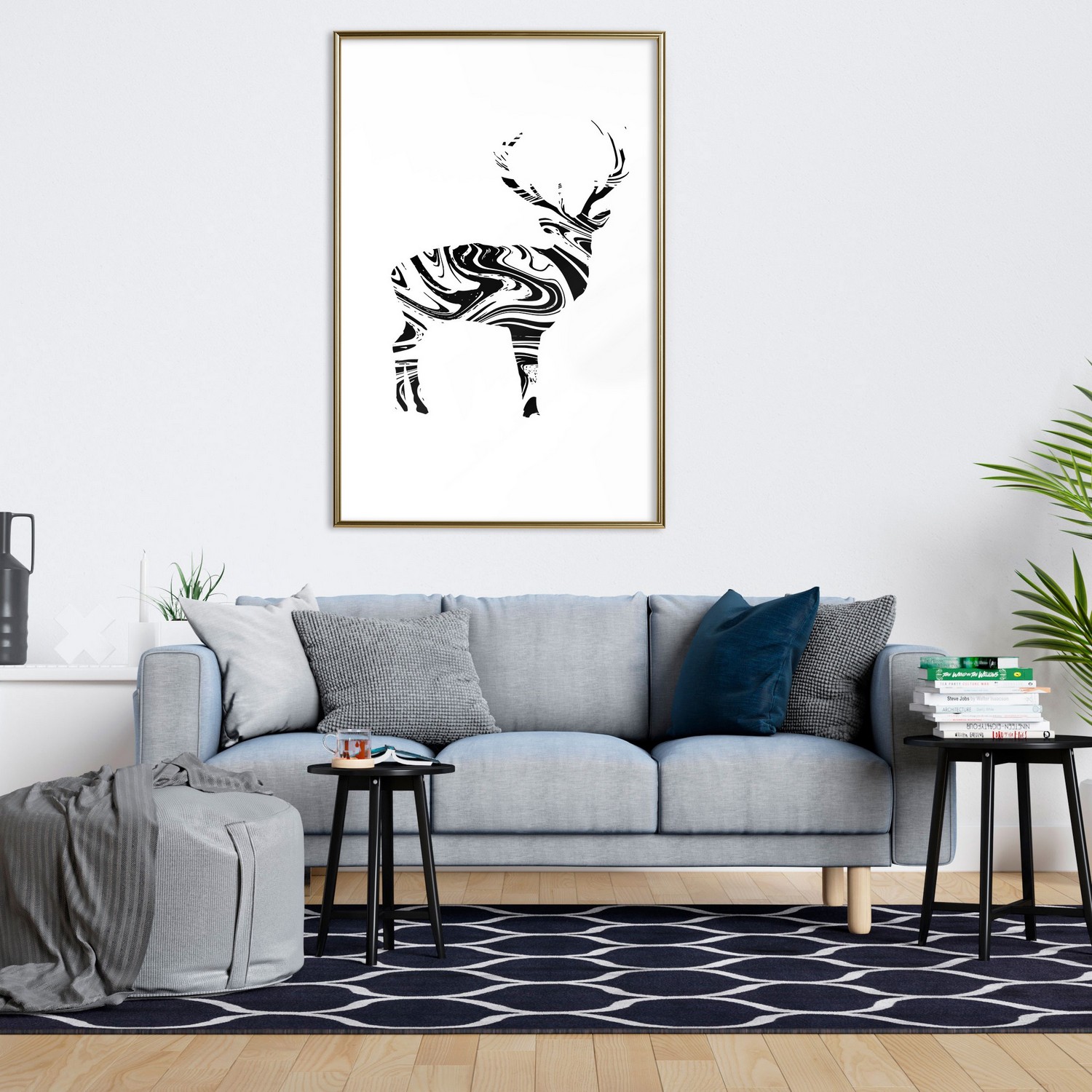 Poster Artgeist Affisch Black and White Deer