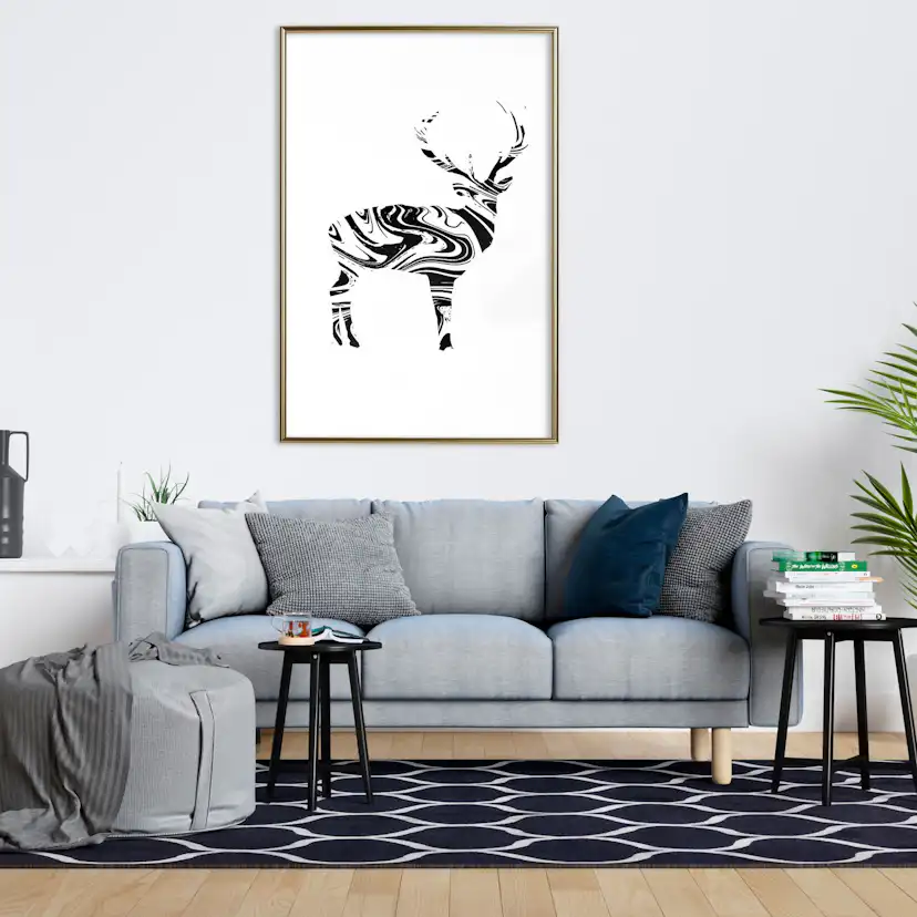 Poster Artgeist Affisch Black and White Deer