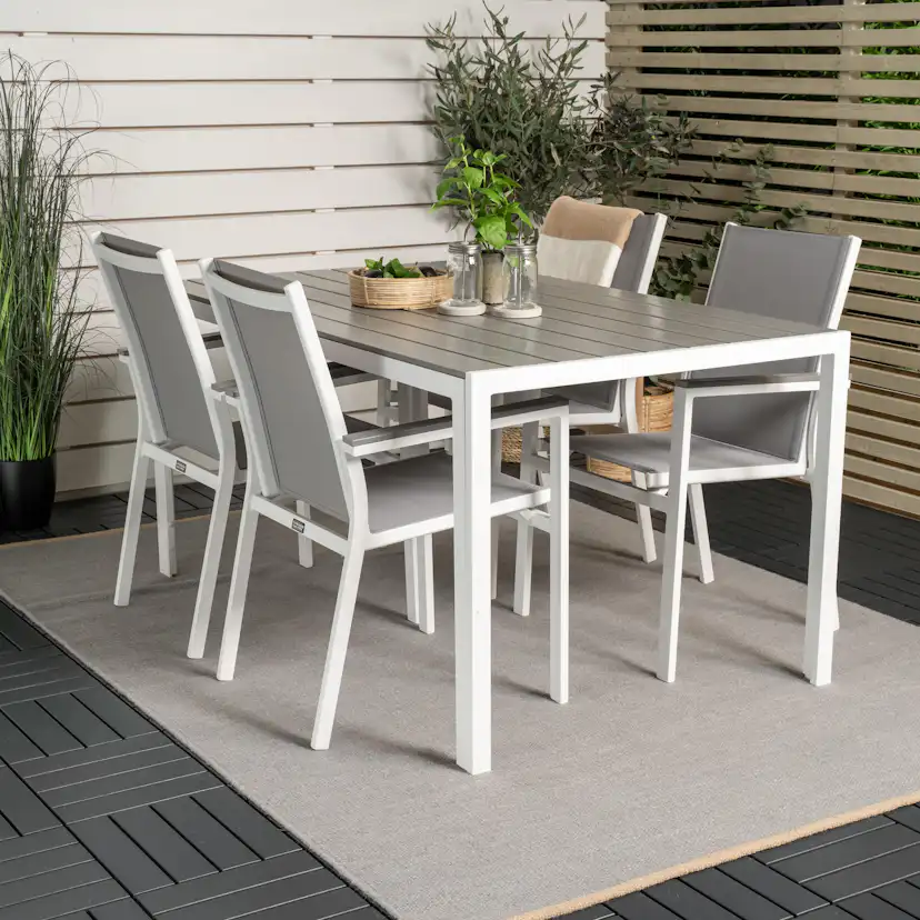 Matgrupp Utomhus Venture Home Bront 150 med 4 Pincy Trädgårdsstolar
