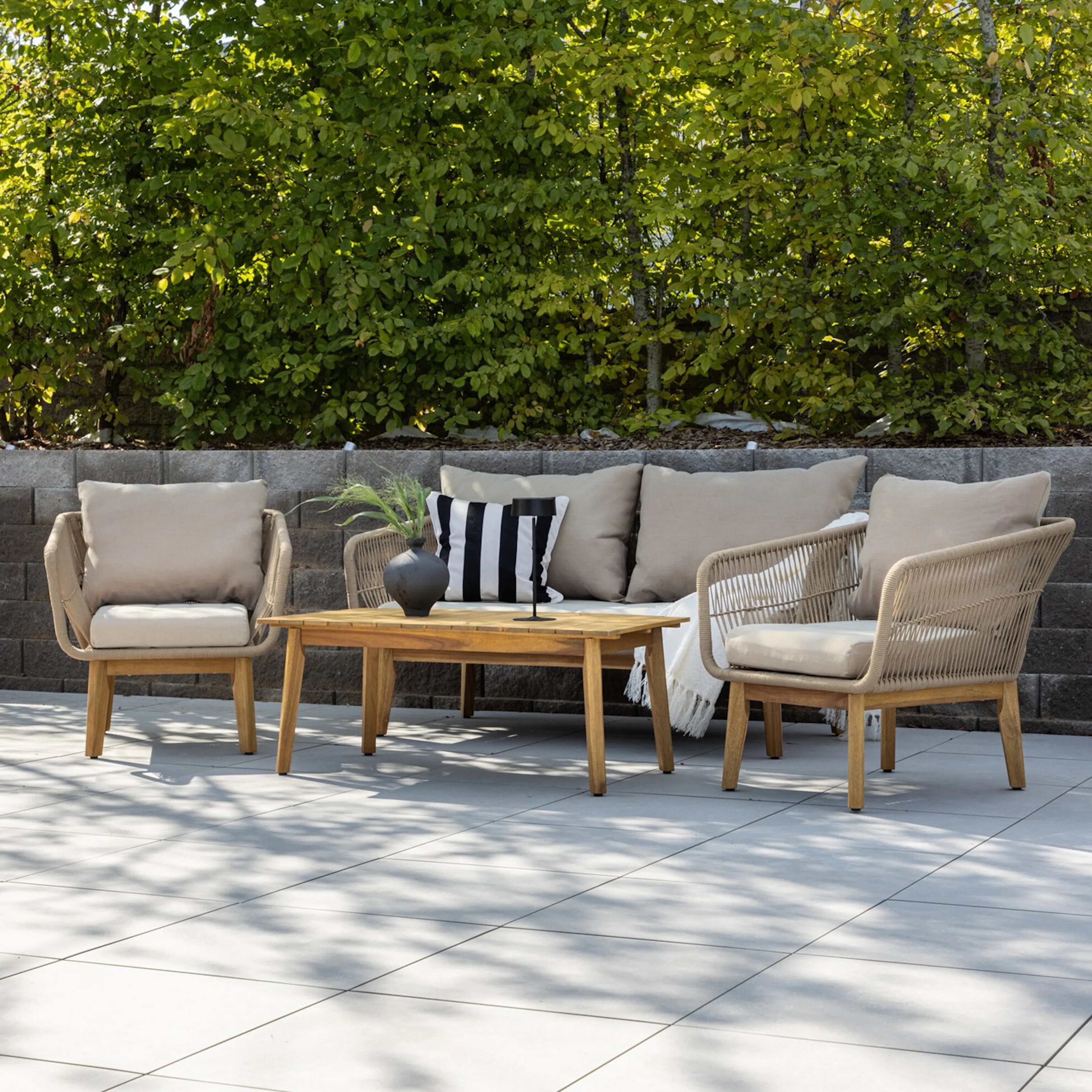 Chania Sofa set - Latte/Acacia Färg: Brun