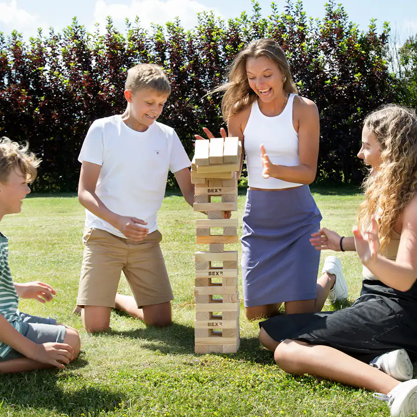 Trädgårdsspel Bex Jenga i Björk med Väska