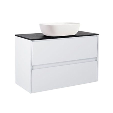 Luxor 90Vitm Bs Sv+Ts Rektvit Färg Tvättställsskåpet: Matt Vit, Färg Bänkskiva: Svart, Färg Tvättställ: Vit - B: 908 mm, H: 737 mm, D: 470 mm