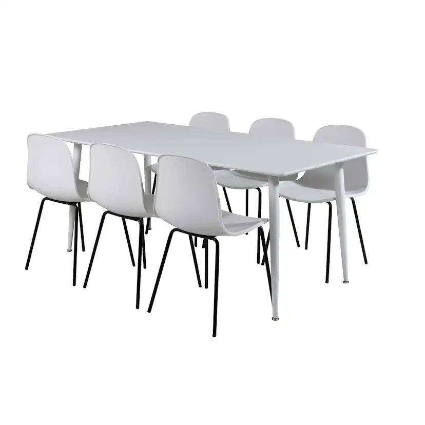 Polar table 180 cm -White top /Arctic Chair- White Plastic_6 Vit/Svart