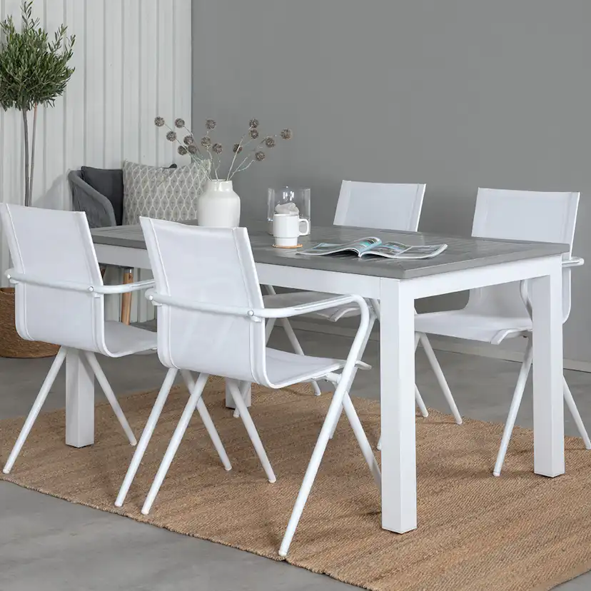 Matgrupp Venture Home Aleyna 160 Vit med 4 Aspen Matstolar