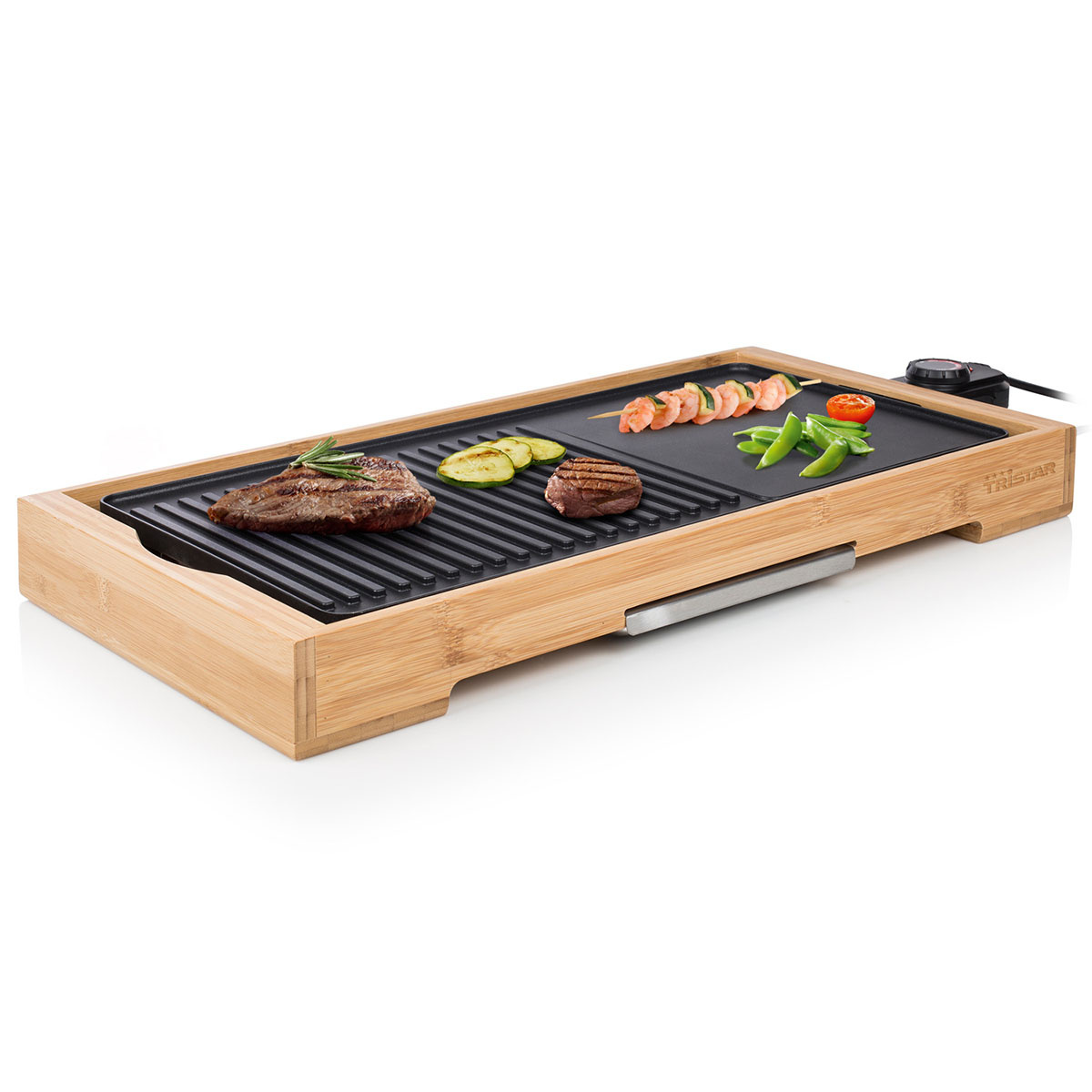 Elgrill Tristar Bambu XL Plancha Kombinerad Grill- och Teppanyakiplatta, 2200W