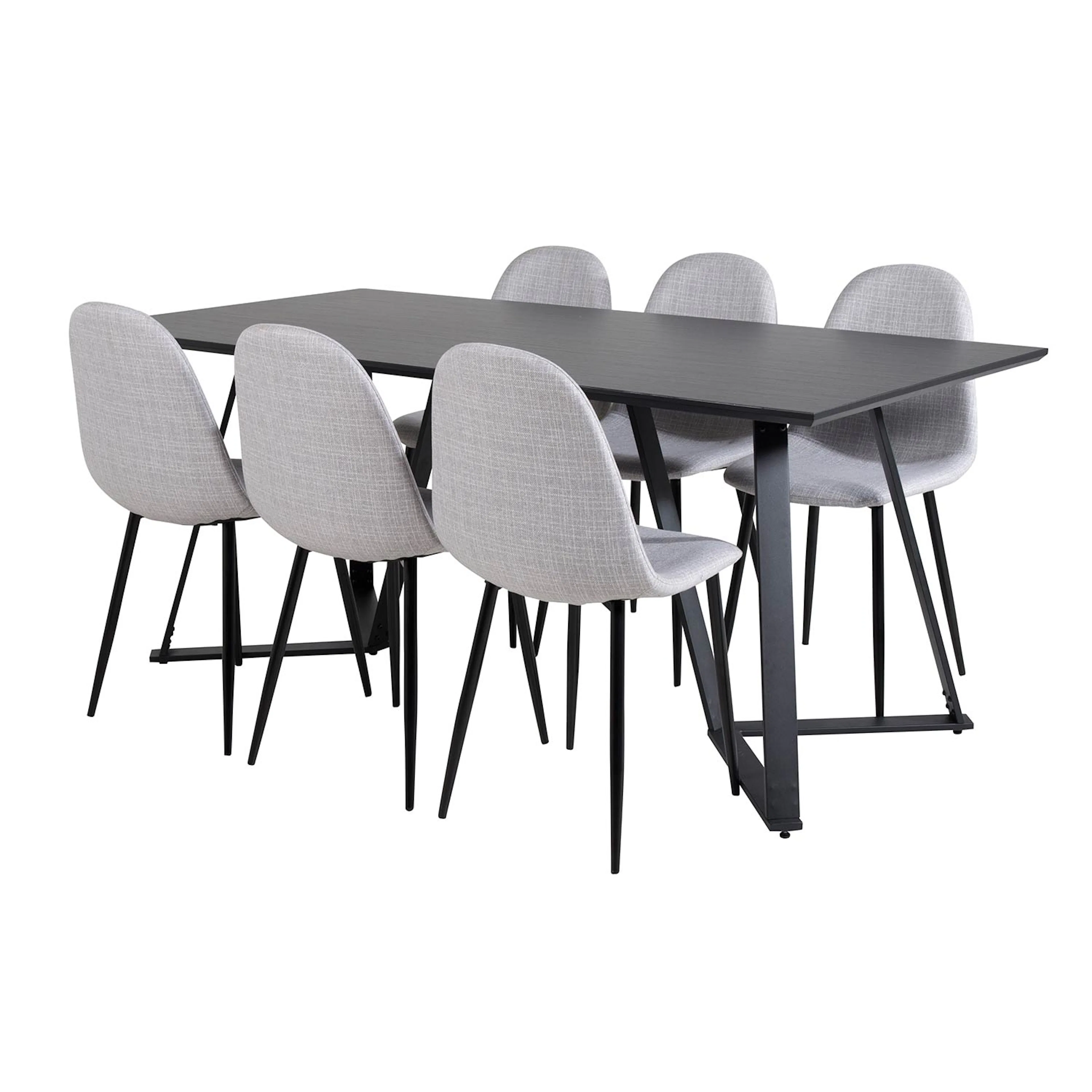 Marina Table - Black top /Polar Chair - -ljusgråFabric_6 Svart/Ljusgrå/Svart