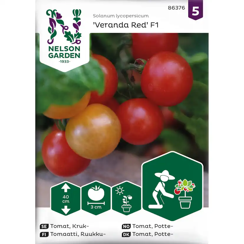 Frö Nelson Garden Tomat Veranda Red F1 Kruktomat