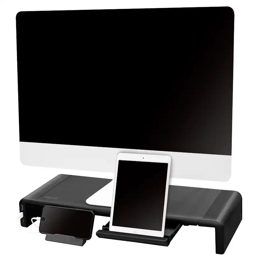 Monitorställ LogiLink 63 cm med USB-hub 3-port
