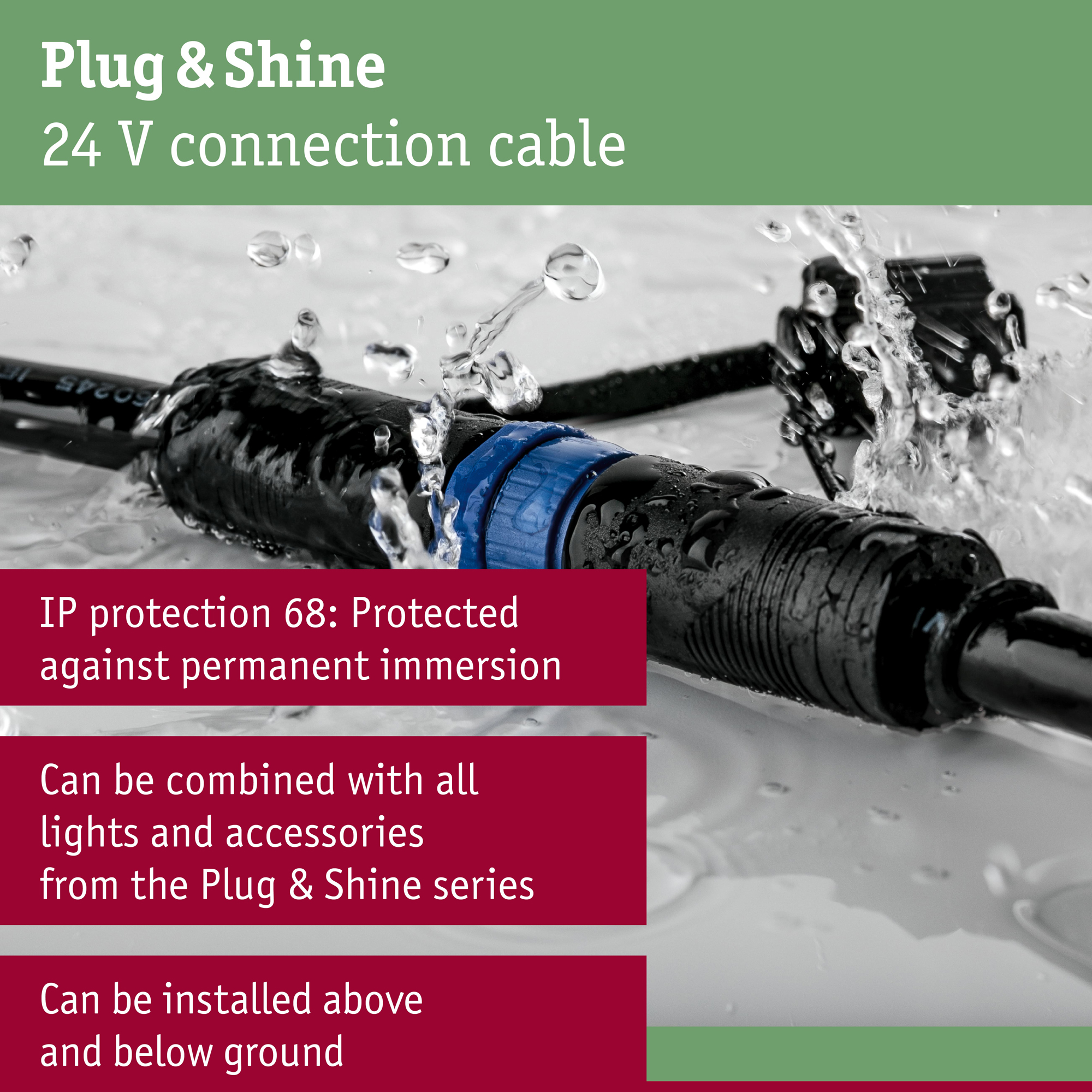 Anslutningskabel Paulmann Plug & Shine IP68 max. 150W 1in-3ut