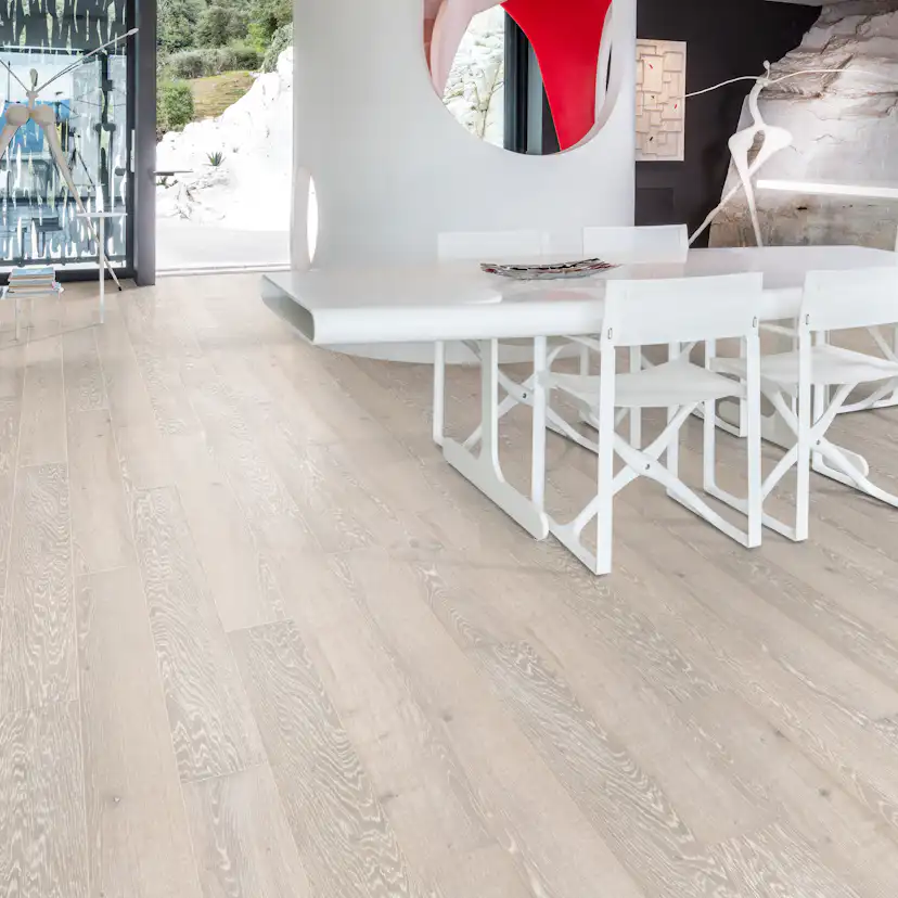 Trägolv Kährs Nouveau Snow Vit Mattlackad Borstad Ek 1-stav 2266 mm