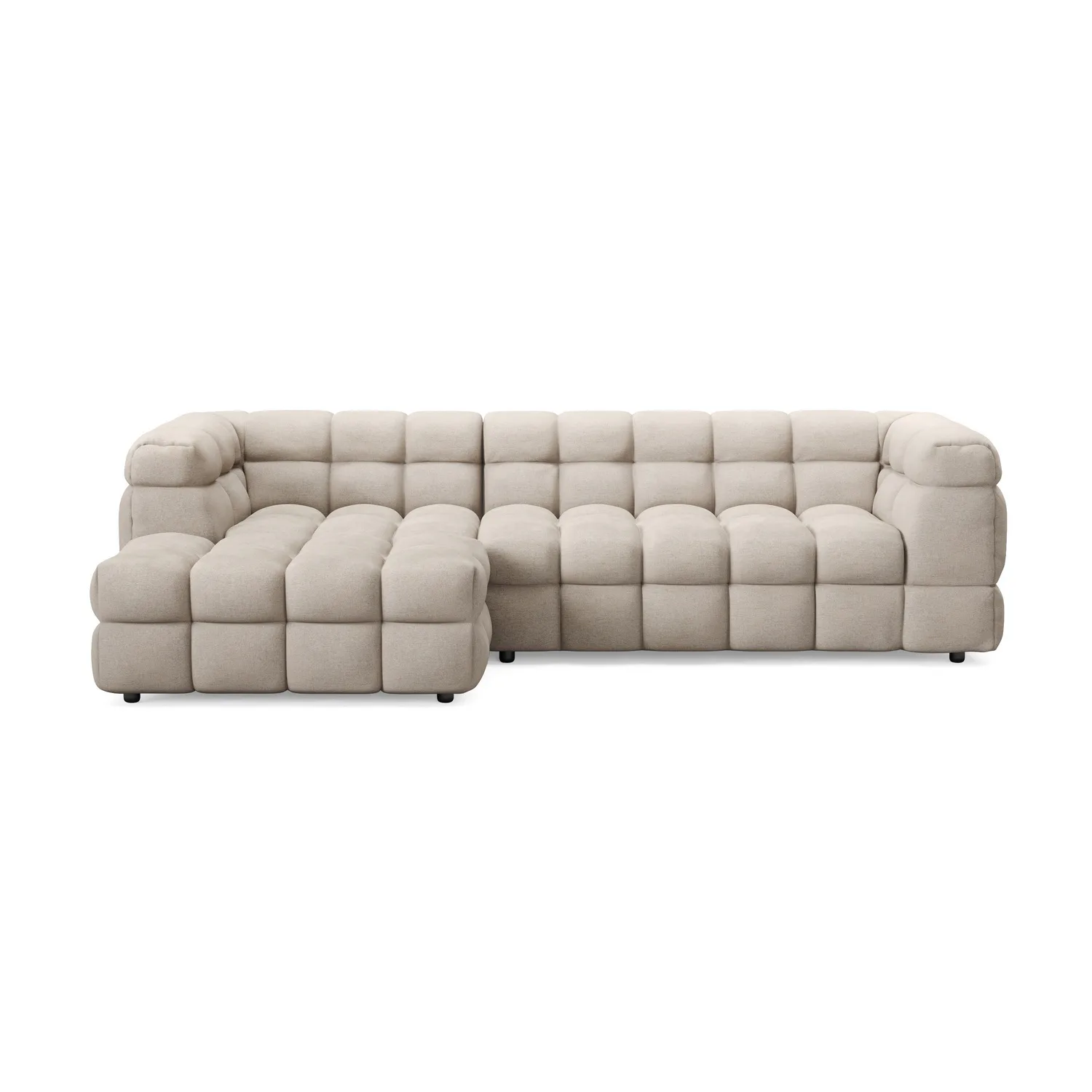 Elise 3-sits Bubblig Soffa med Divan Vänster Beige Tyg, L-formad/Vänstervänd
