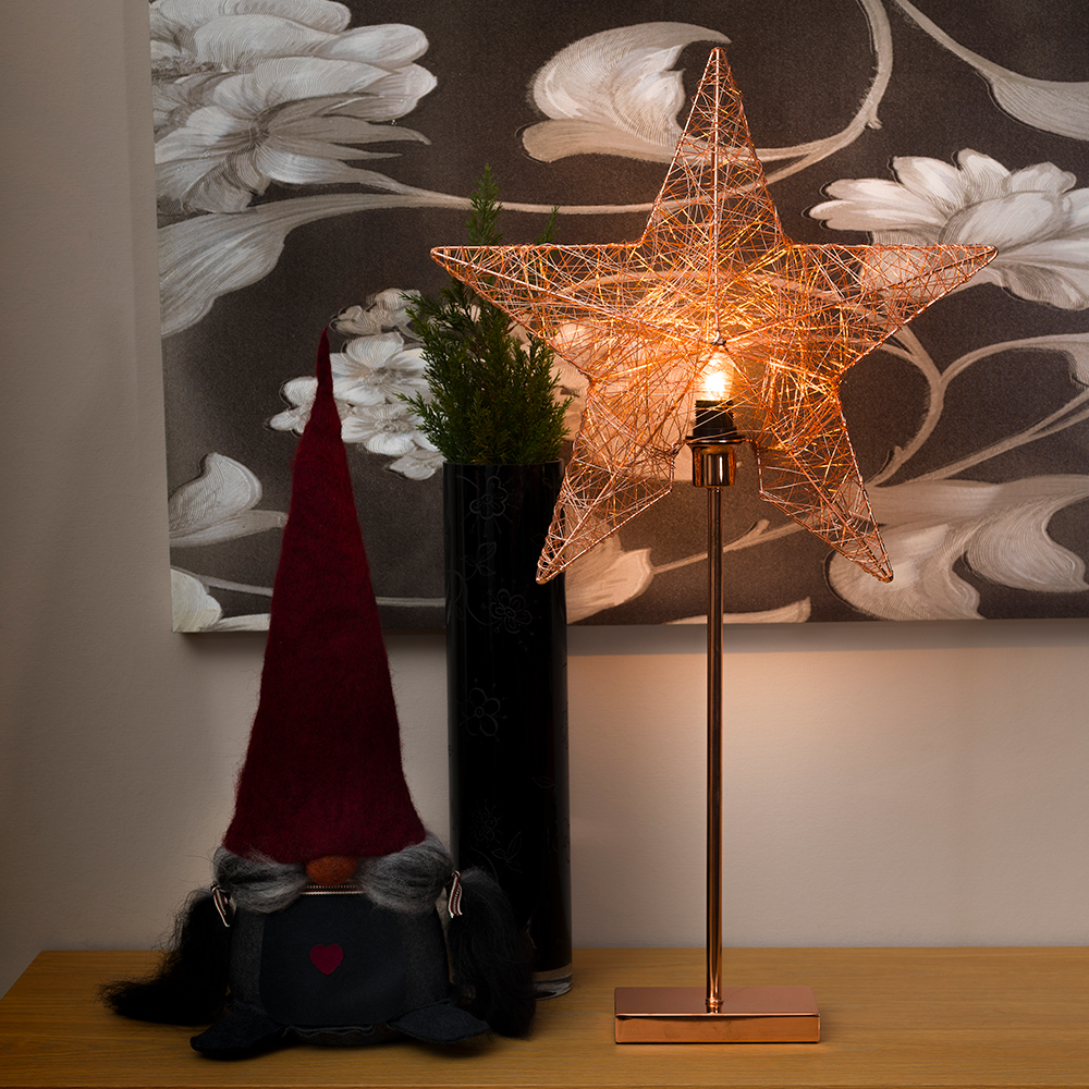 Metallstjärna stående koppar 40x70 cm 230V Koppar