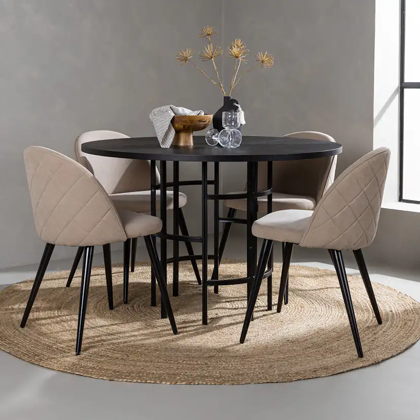 Matgrupp Venture Home Copenhagen med 4 Velvet Stitches Stolar