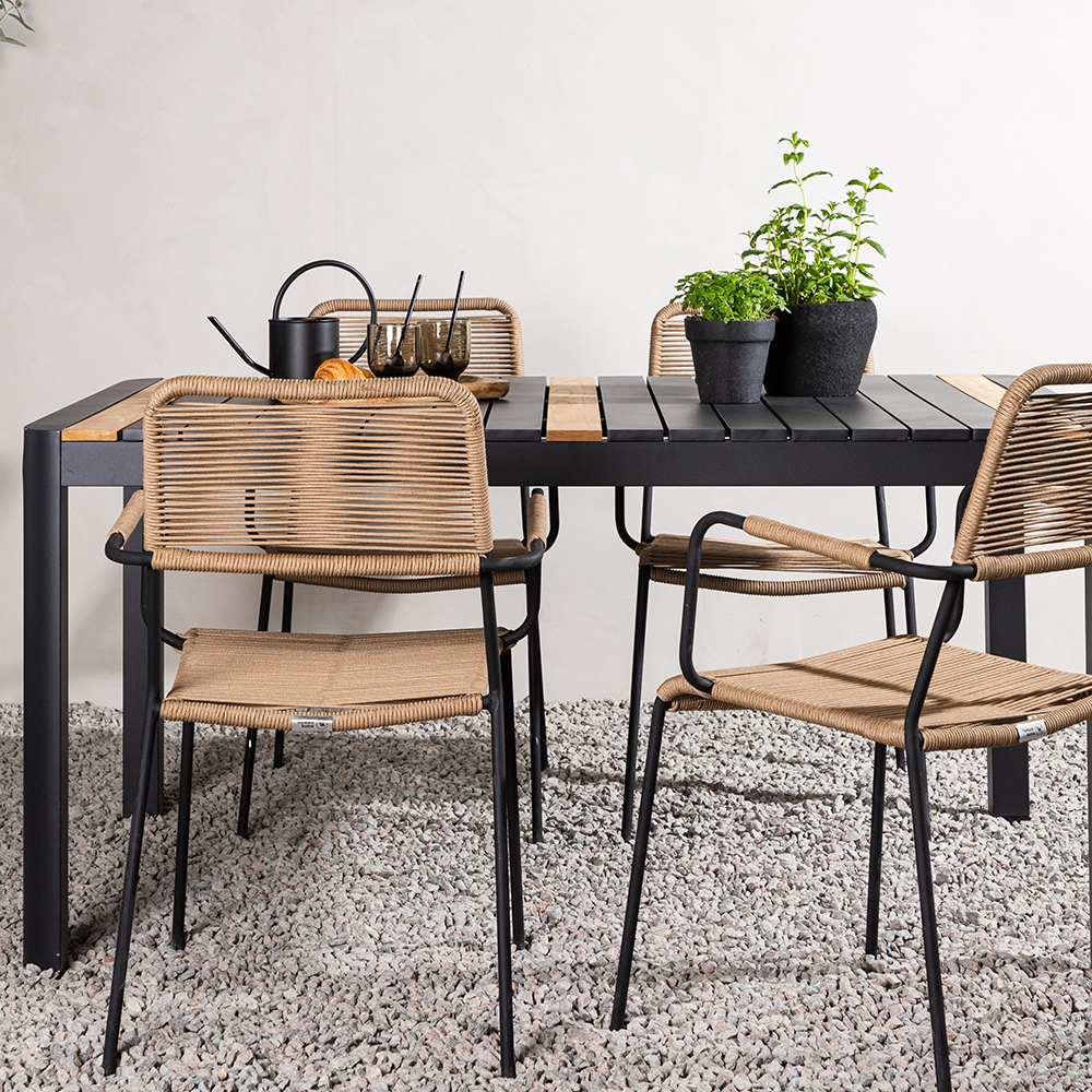 Matgrupp Utomhus Venture Home Togo 150x100 cm med 4 Lindos Trädgårdsstolar med Armstöd