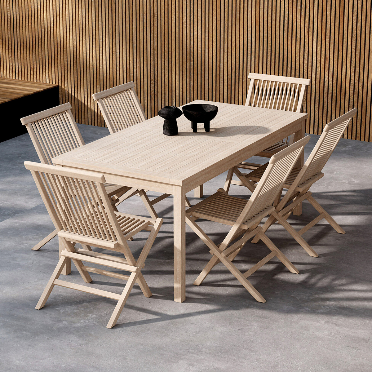 Trädgårdsmatgrupp Venture Home Kenya Rektangulärt Matbord 180x90x75 med 6 st Kenya Trädgårdsstolar