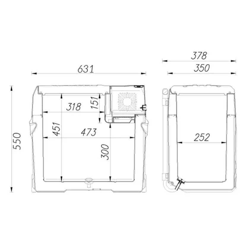 Kyl/frysbox 1852 50 L med kompressor 12/24/230 V