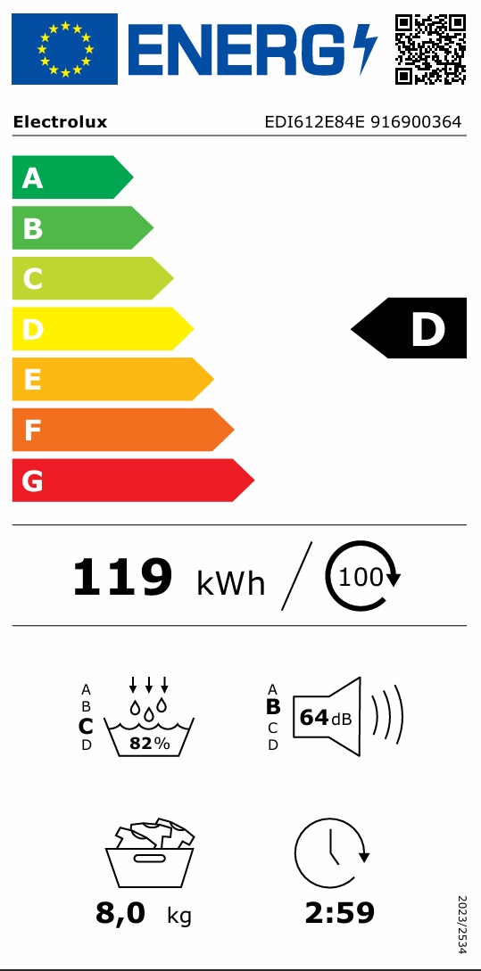 Värmepumpstorktumlare Electrolux EDI612E84E