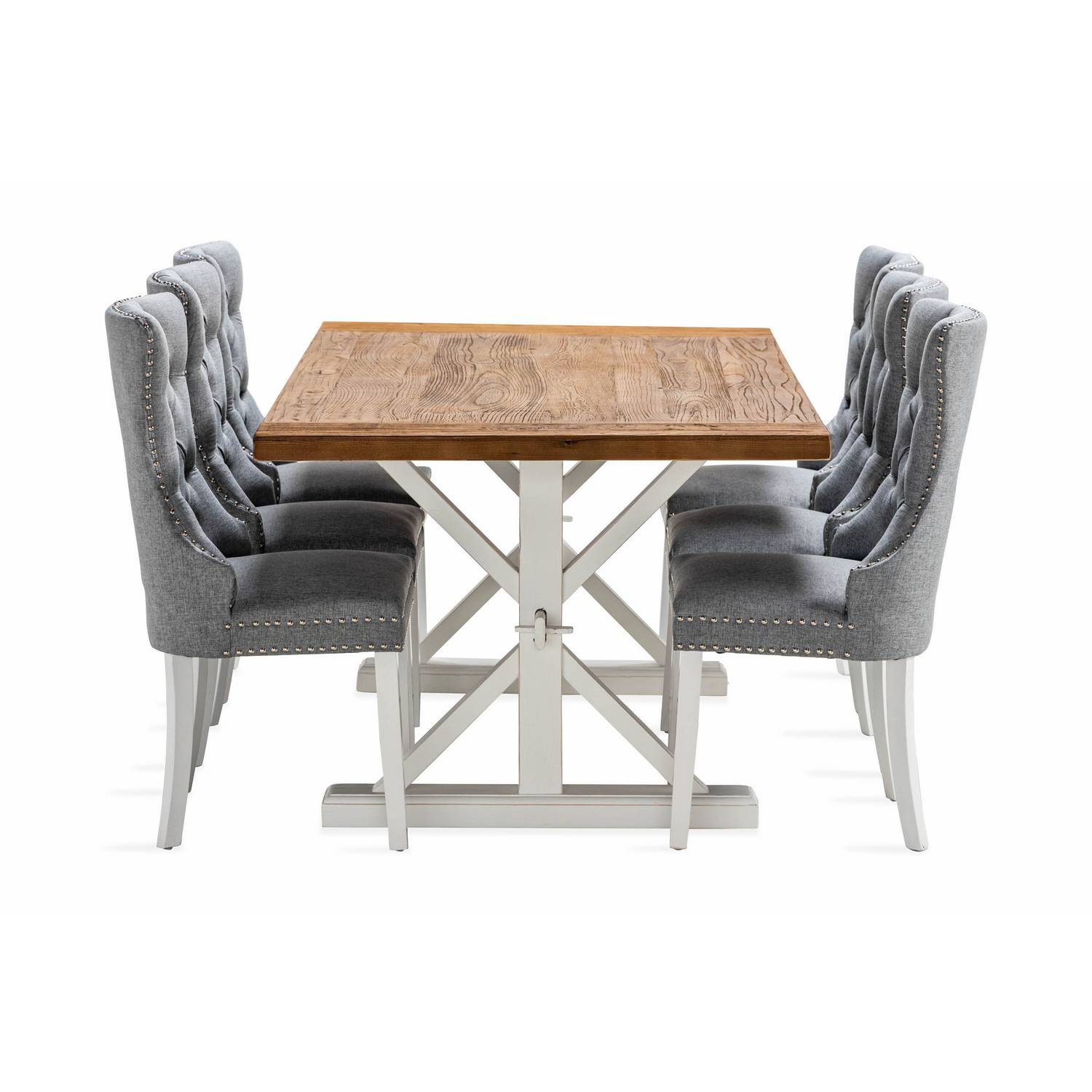 Matgrupp Bloomington Lyon Rektangulärt Matbord 200-290 cm Förlängningsbartt med 6 Bergviken Matstol