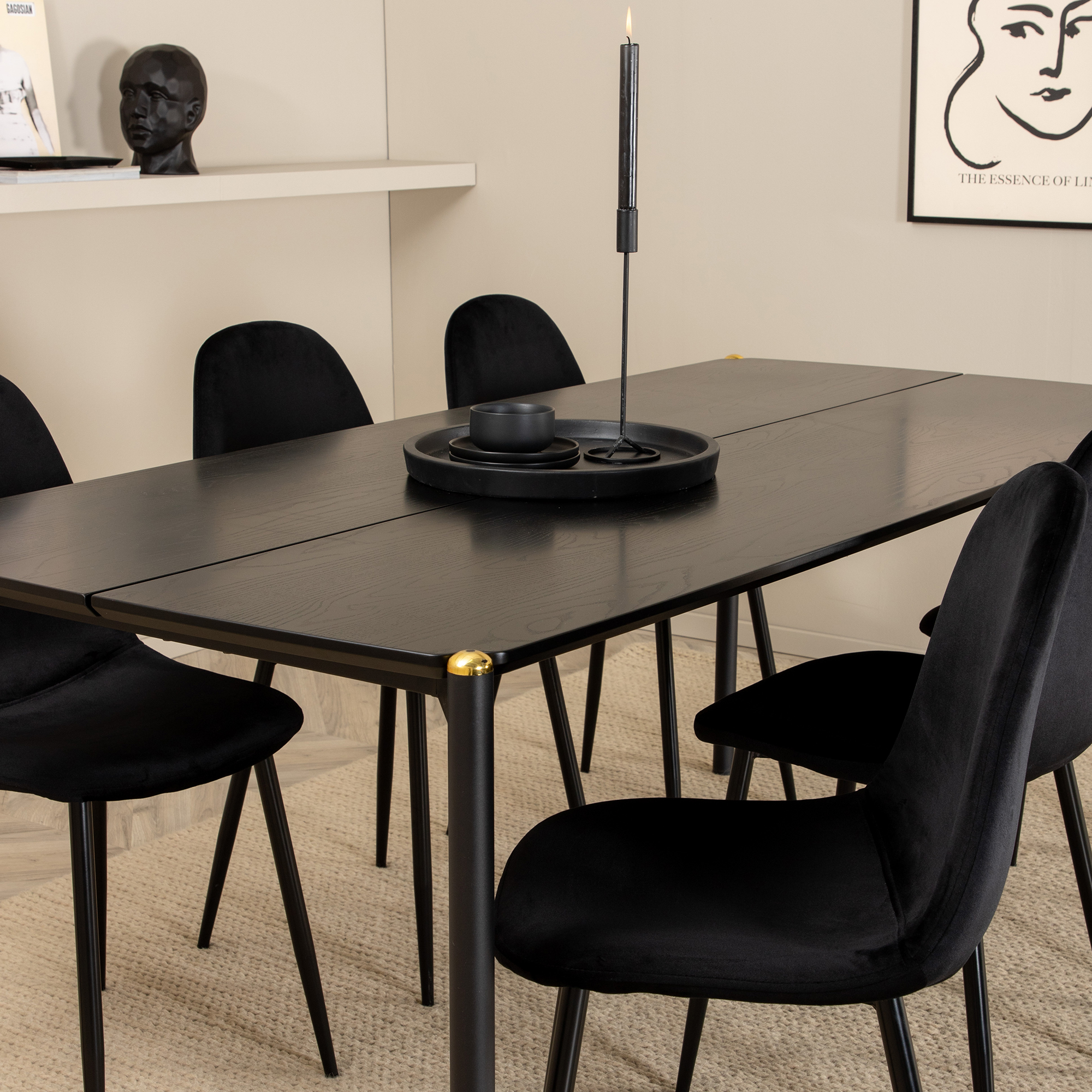 Matgrupp Venture Home Paris med 6 Pobbie Stolar Svart