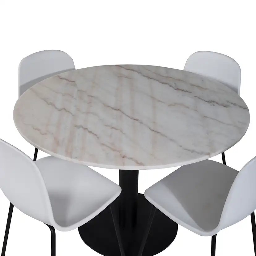 Estelle Round Dining Table ø106+ Arctic Dining Chair Vit/Svart/Vit