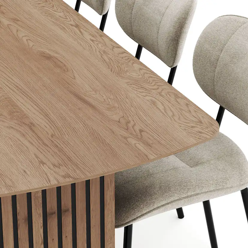 Matgrupp Bark Richeto Rektangulärt Matbord 240 cm med 6 Cyana Matstol