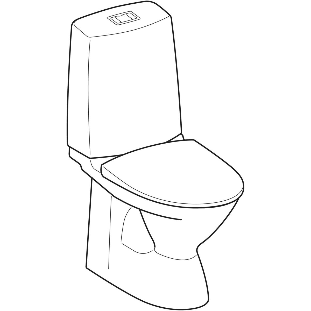 Vinta golv WC, inbyggt s-lås, lim, dubbelspol, RF, WC-sits Ja, Mjuksits