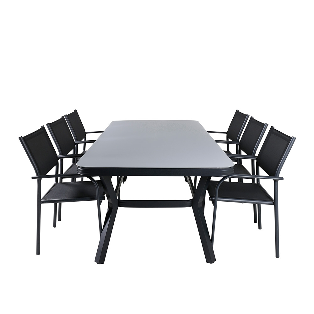 Matgrupp Venture Home Vyn med 6 Samba Stapelbara Matstolar
