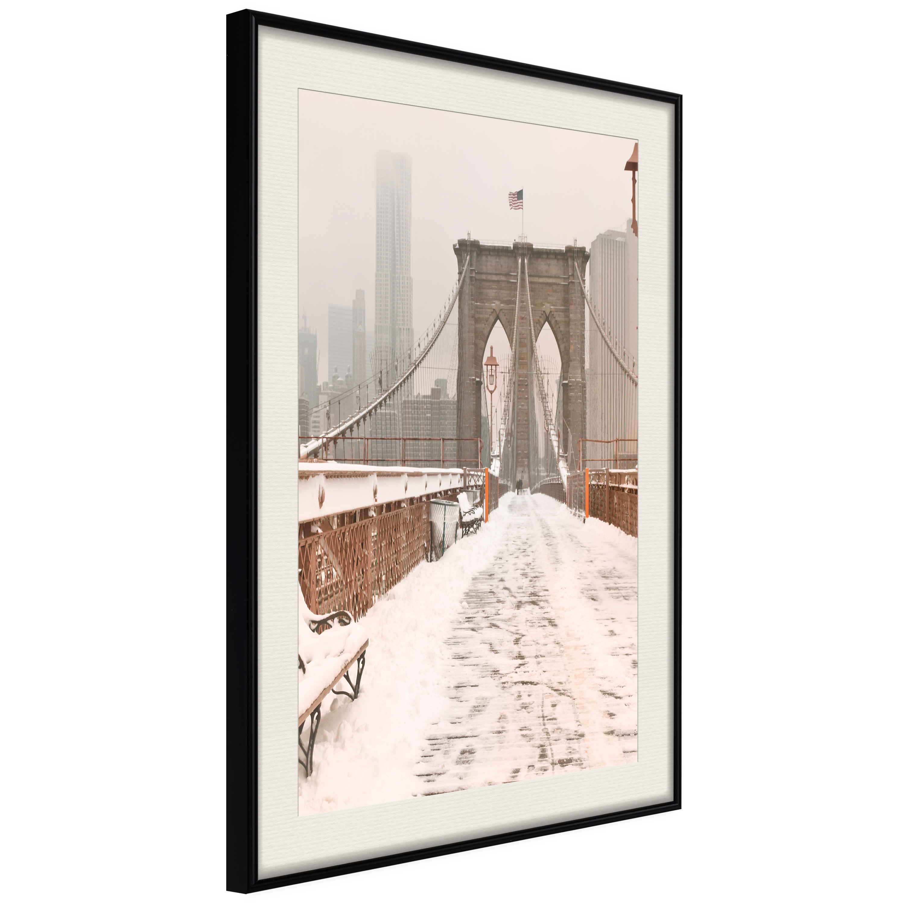 Poster Artgeist Affisch Brooklyn Bridge in Sepia
