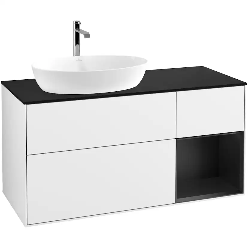 Tvättställsskåp Villeroy & Boch Finion med 3 Lådor Hylla och Bänkskiva för Ocentrerat Tvättställ från Artis & Collaro