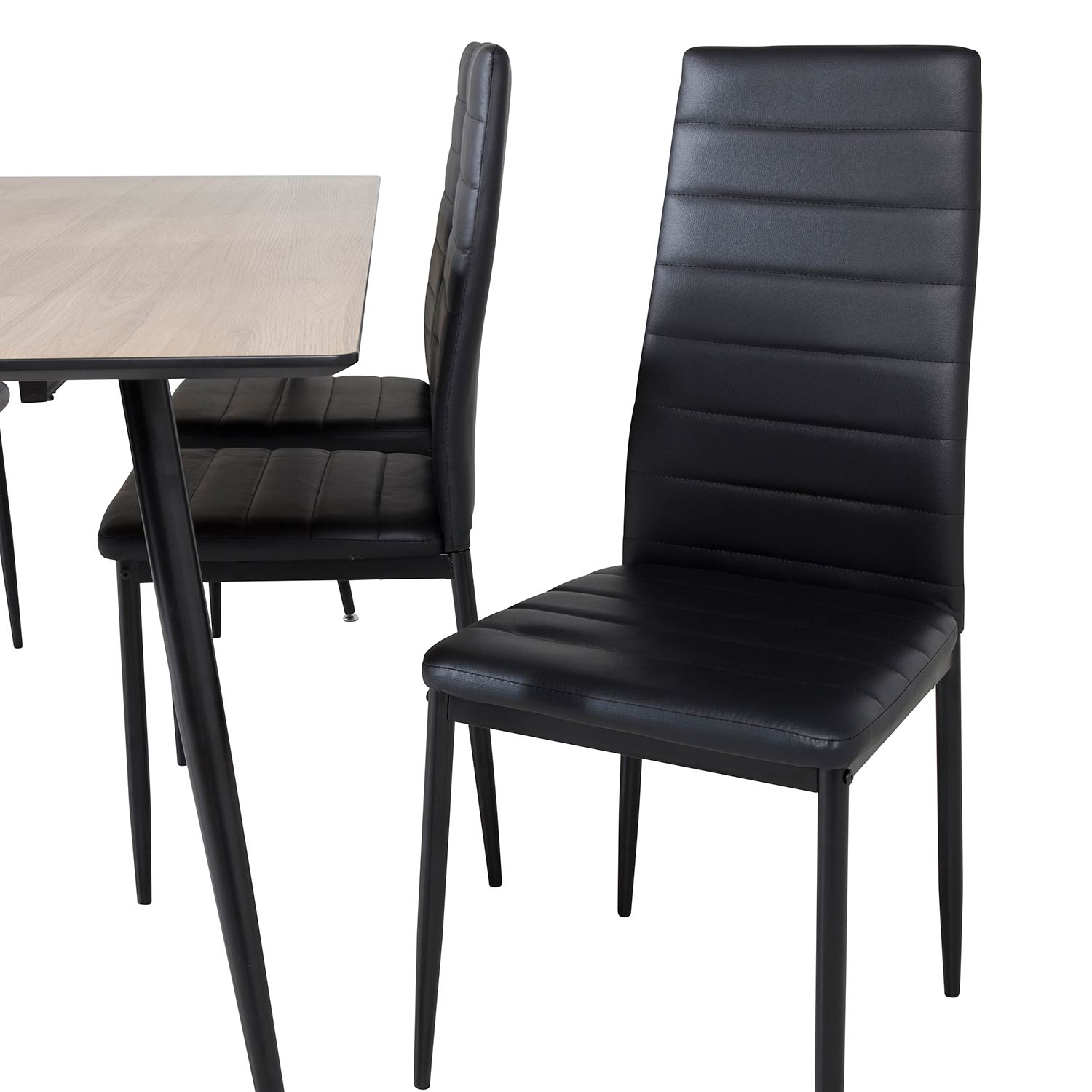 Silar Table -Melamine+Slim High Back Chair - - Black PU_6 Natur/Svart