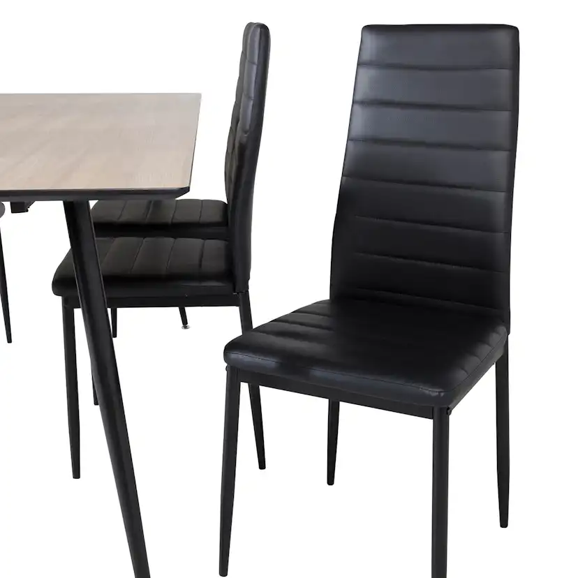 Silar Table -Melamine+Slim High Back Chair - - Black PU_6 Natur/Svart