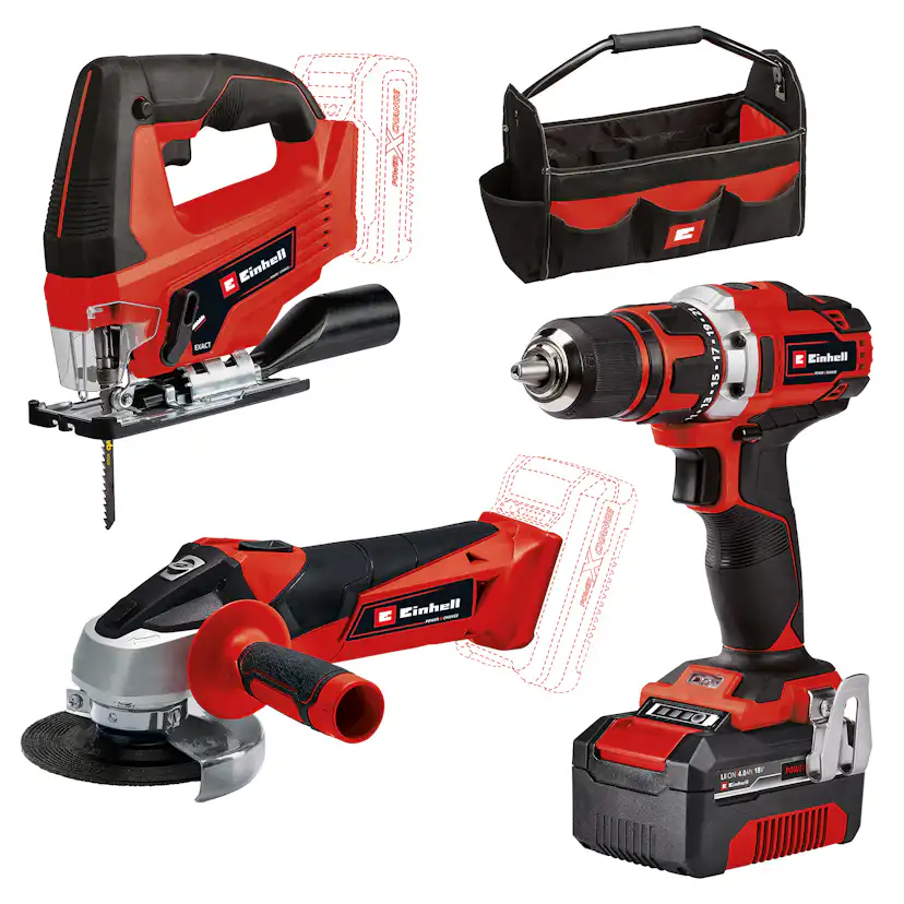 Elverktygskit Einhell TE-TK 18/3 Li (JS+CD+AG) KIT med Batteri