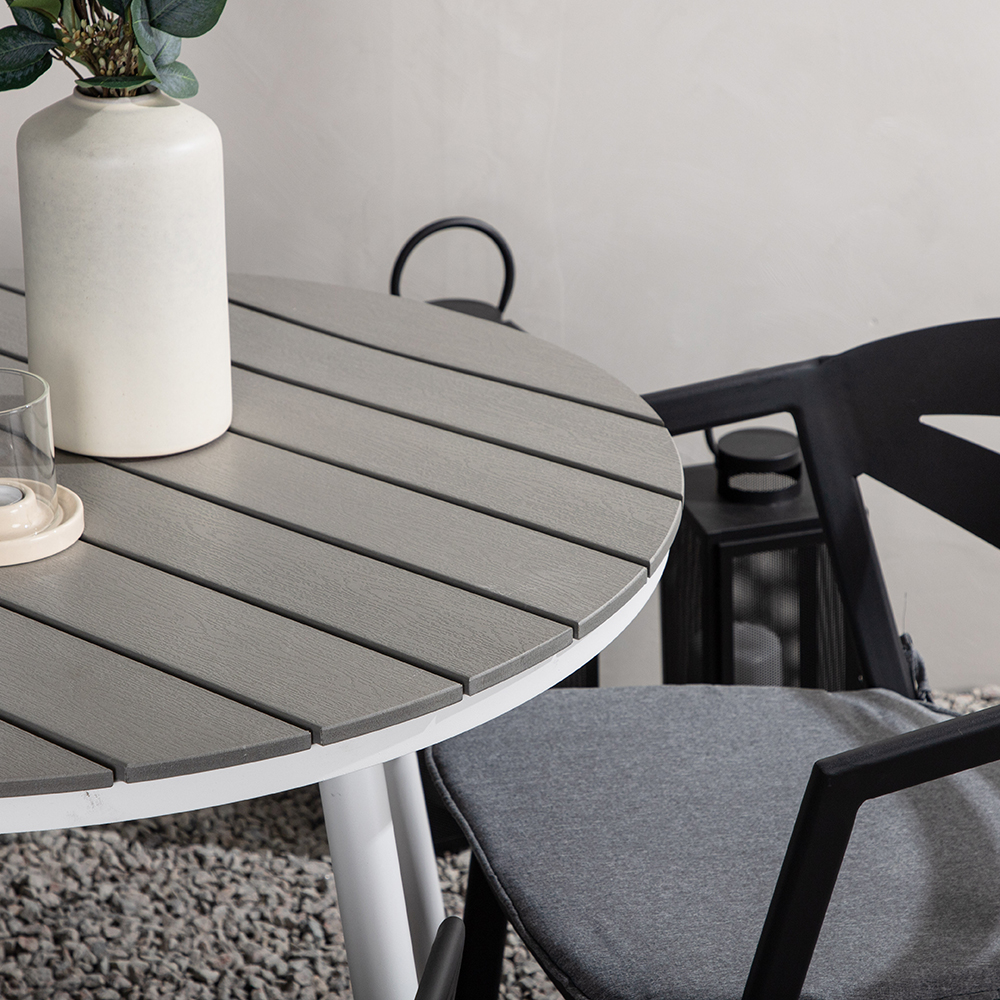 Break - Dining Table Round- White / Grey - Alu / Aintwood - Grå/Vit