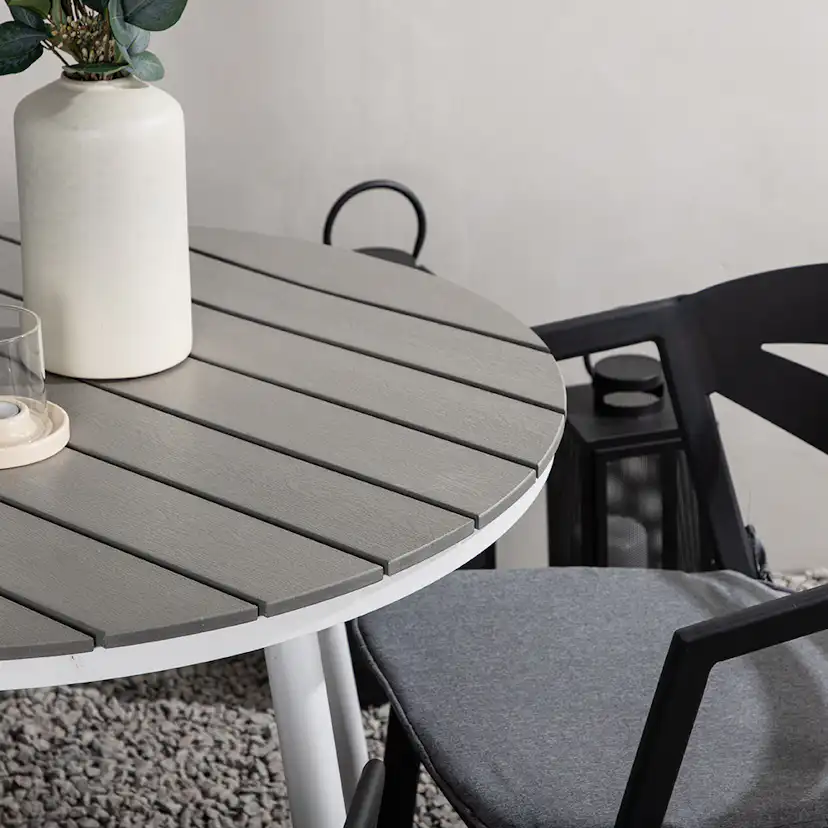 Break - Dining Table Round- White / Grey - Alu / Aintwood - Grå/Vit