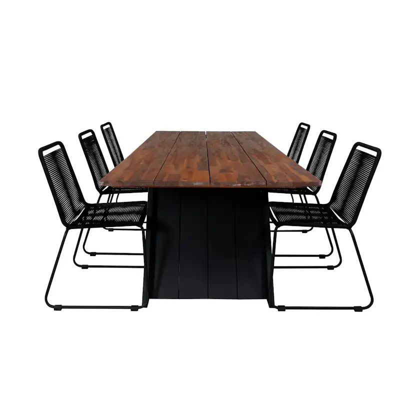 Matgrupp Venture Home Doni med 6 Lumi Stapelbara Matstolar