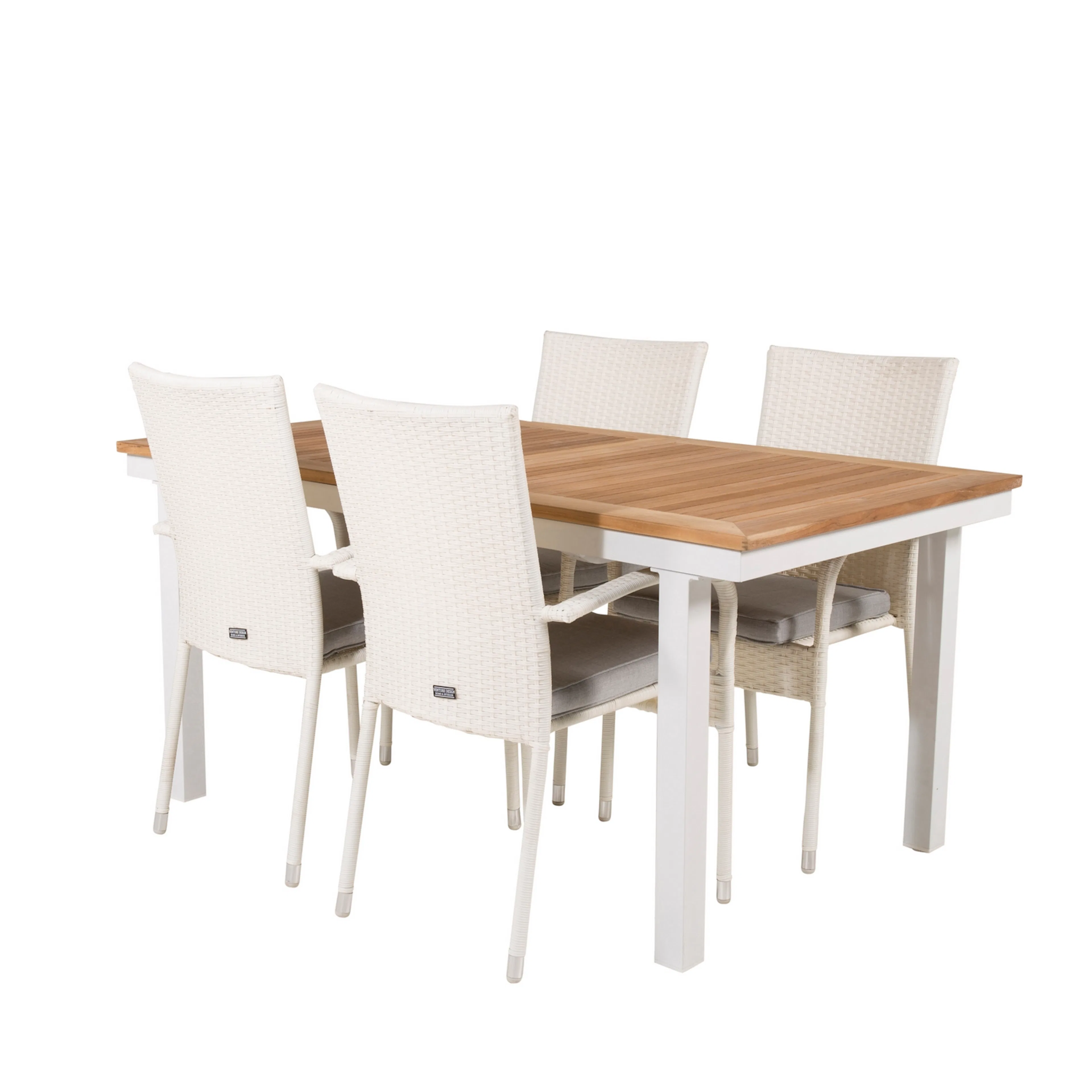 Panama Dining Table 160/240*90 - White Alu / Teak+Anna Arm C Vit/Natur, Blanka Ben