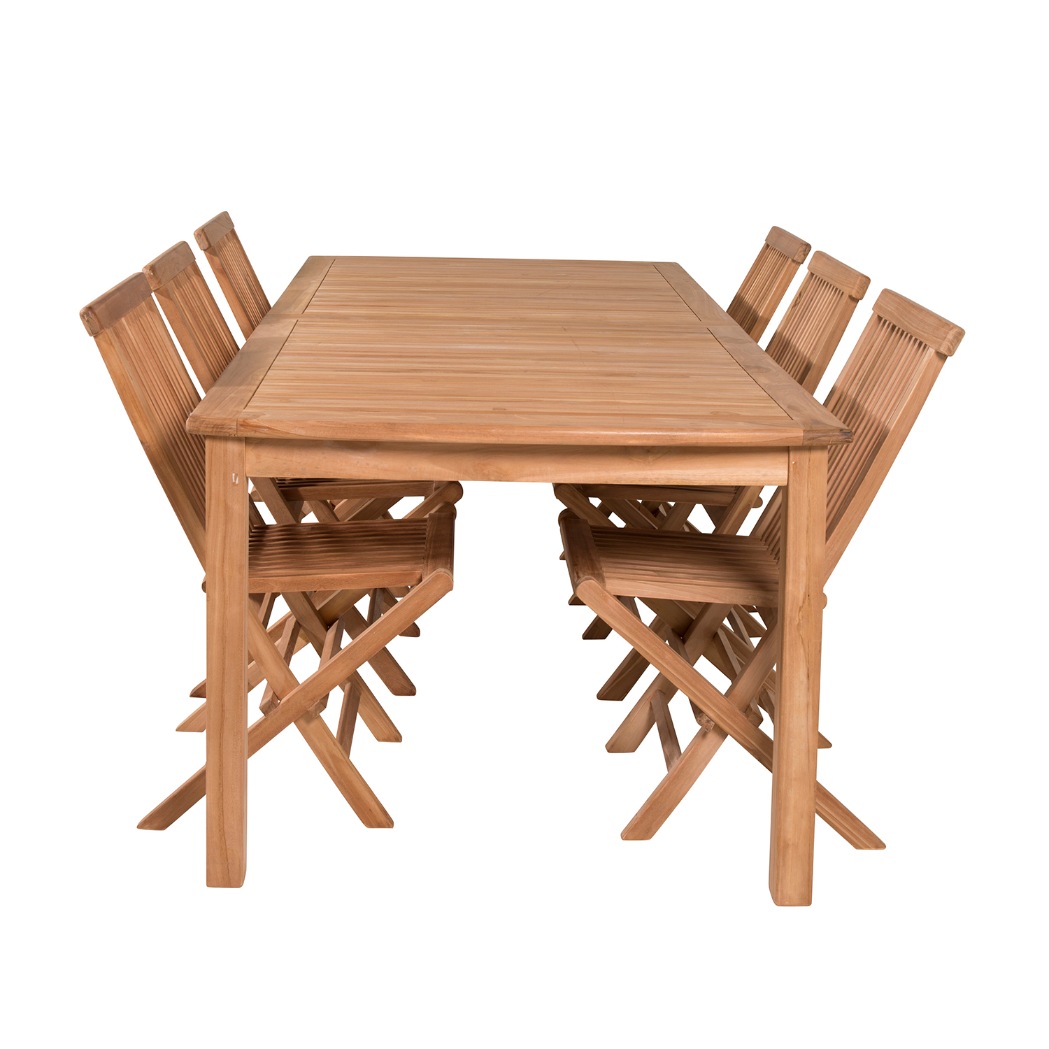 Matgrupp Venture Home Kenya 220x100 Teak med 6 Fällbara Stolar