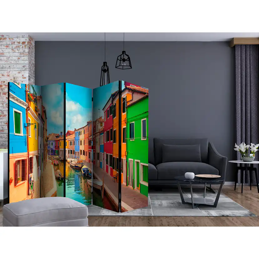 Rumsavdelare Skärmvägg Arkiio Colorful Canal in Burano II 225x172 cm