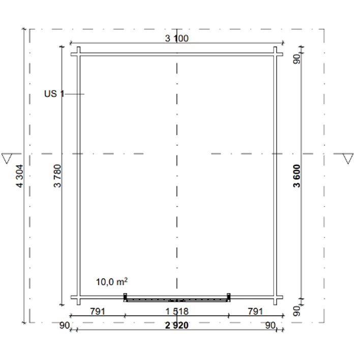 Timmerförråd LP Garden U-M (10m²) Lutande Tät Vägg