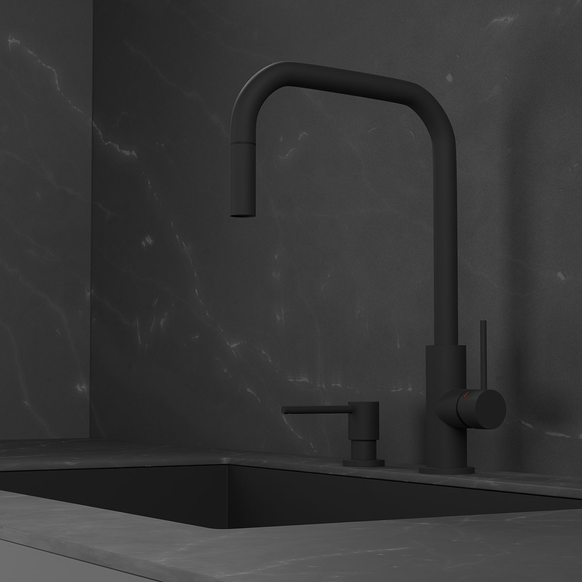 Köksblandare Scandtap Steel Accent Square med Utdragbar Pip