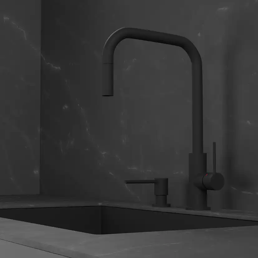 Köksblandare Scandtap Steel Accent Square med Utdragbar Pip