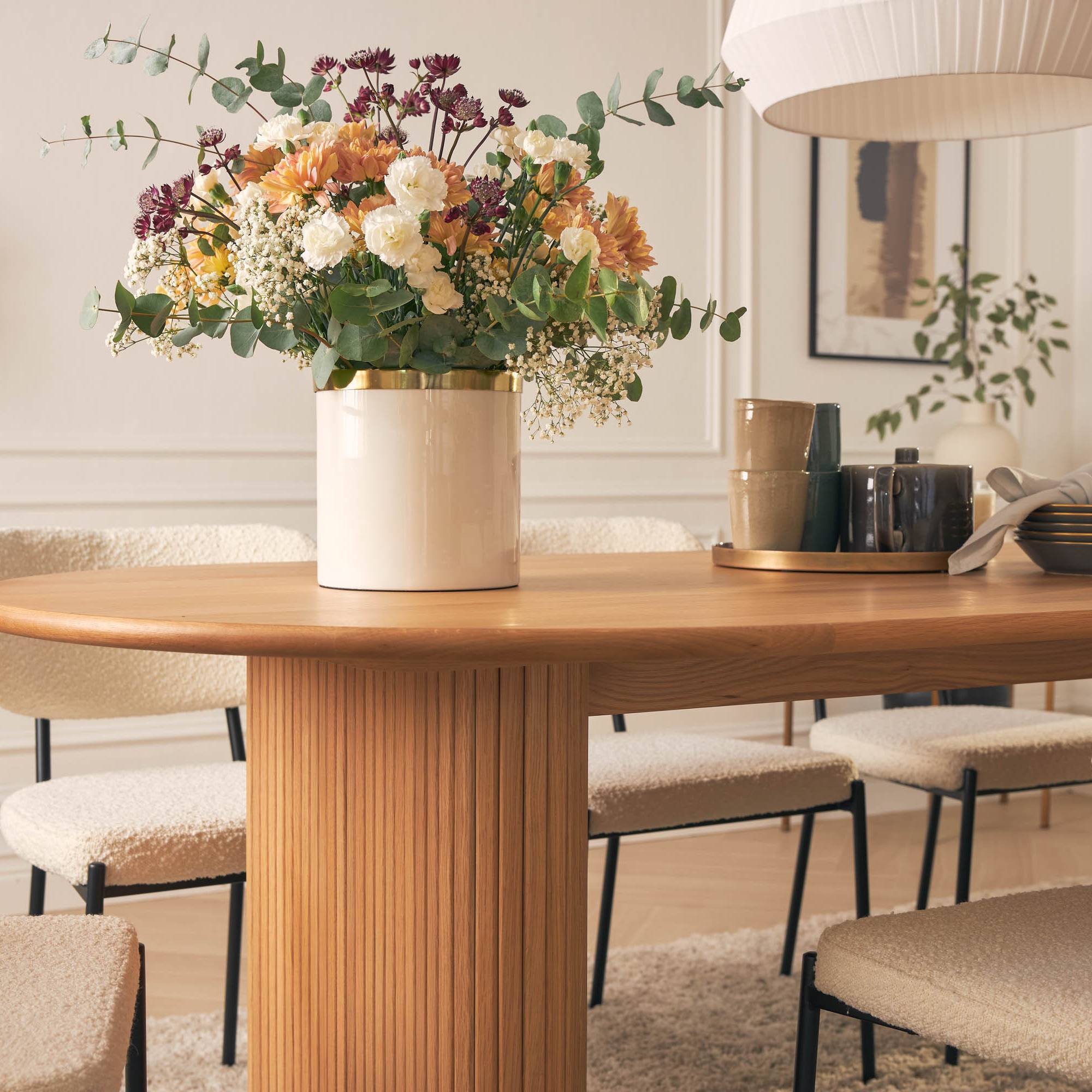 Matgrupp Basic Home Noira Ovalt Matbord 220 cm med 6 Gemmanio Matstol