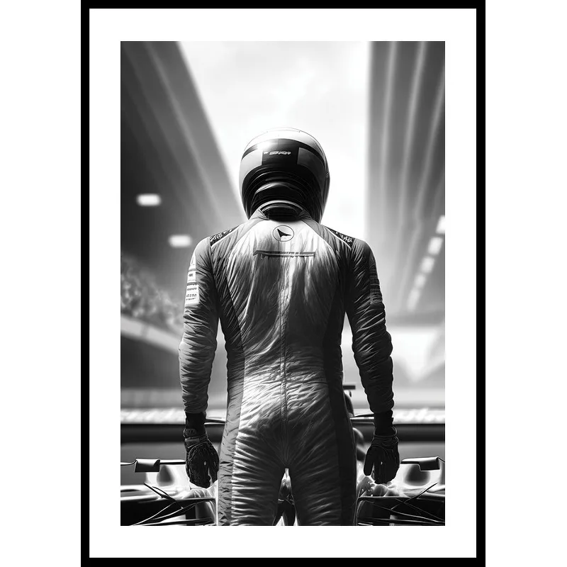 Poster Gallerix Race Car Driver B&W