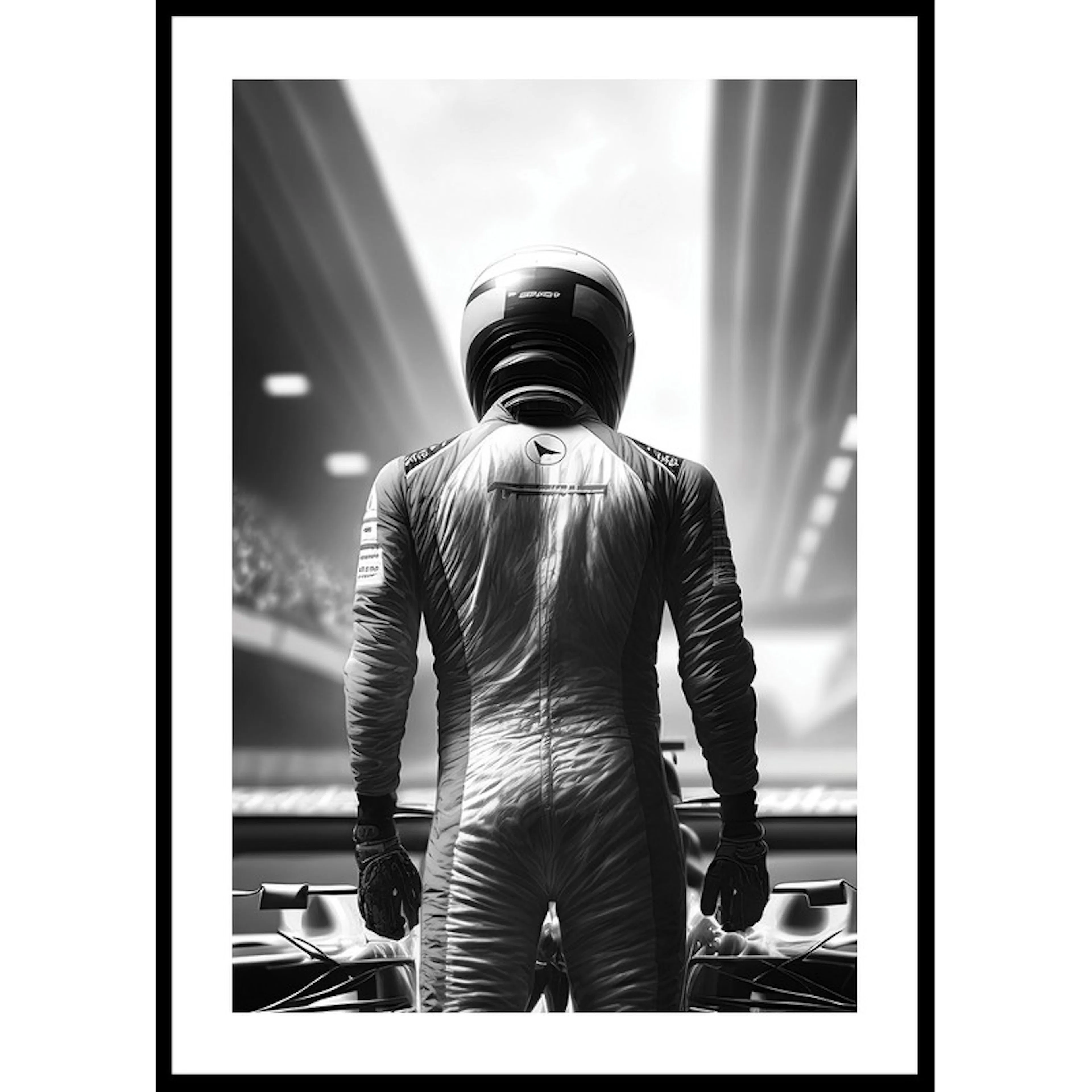 Poster Gallerix Race Car Driver B&W