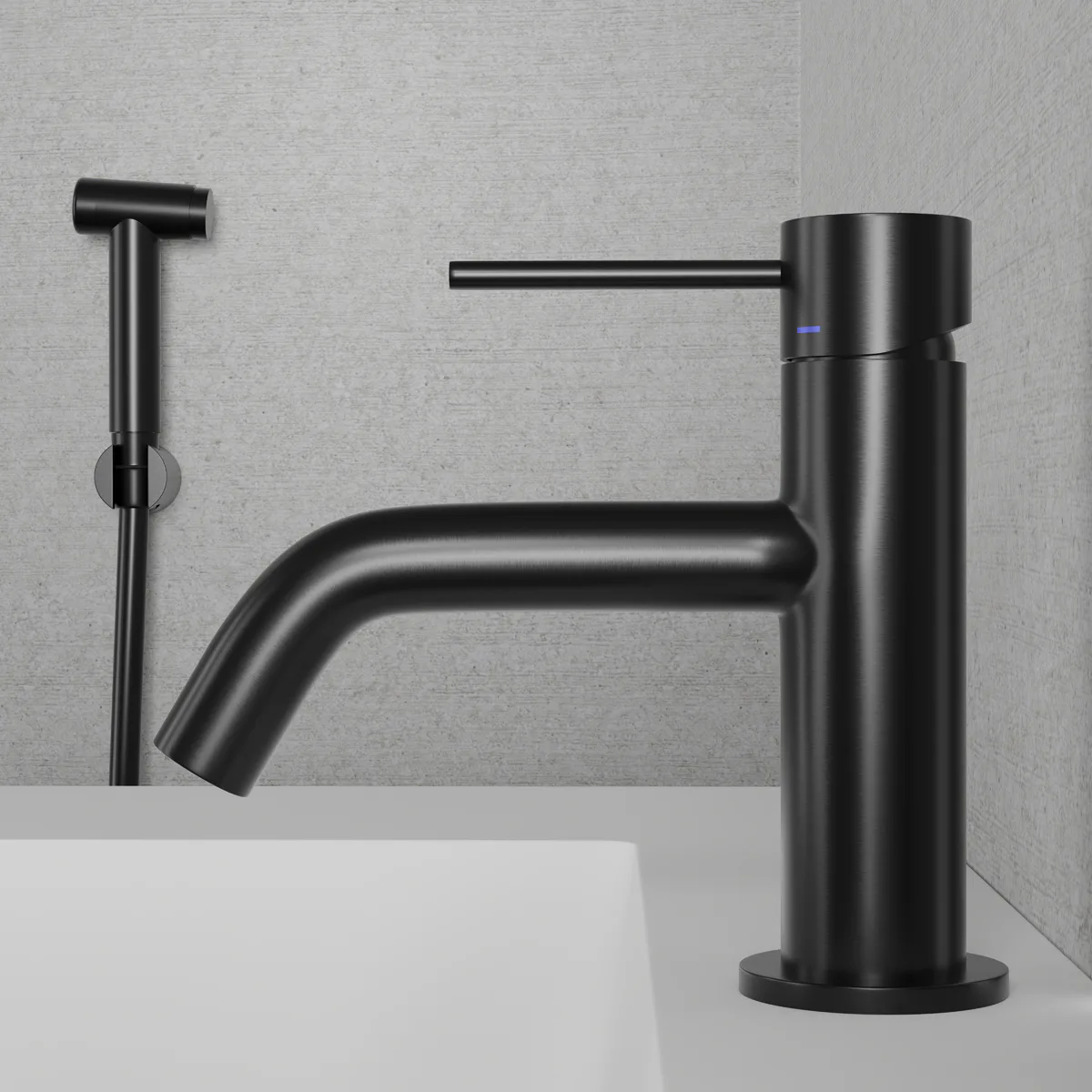 Tvättställsblandare Scandtap Steel Voyage med Sidodusch