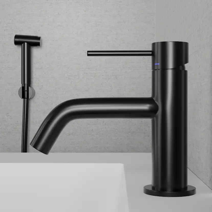Tvättställsblandare Scandtap Steel Voyage med Sidodusch