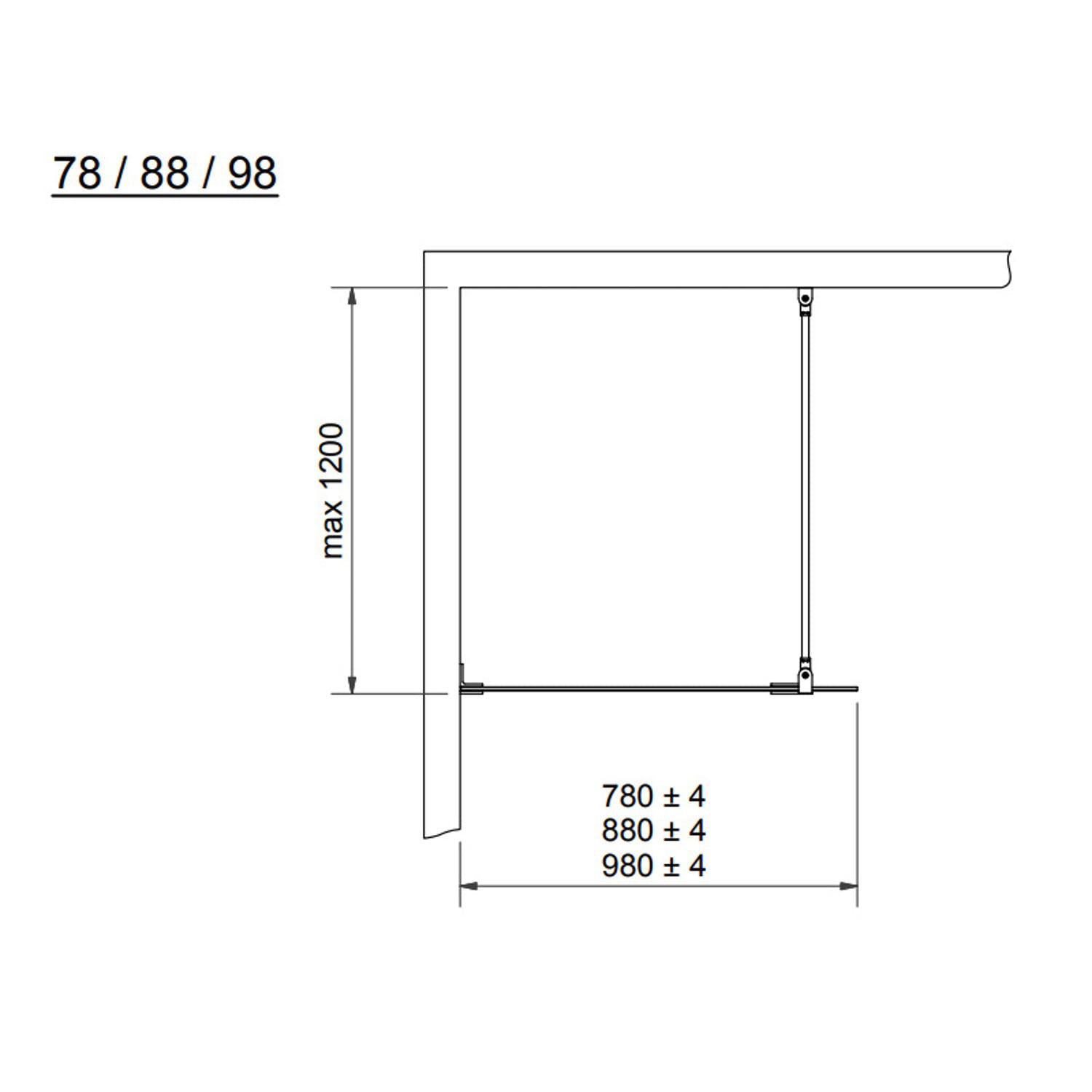 Duschvägg 180° Rista Fast 78x200 Svart Matt/Klar BxH: 78x200 cm, Svart Matt profil, Klarglas