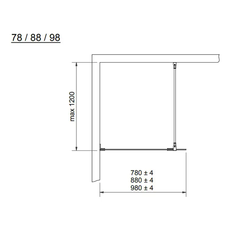Duschvägg 180° Rista Fast 78x200 Svart Matt/Klar BxH: 78x200 cm, Svart Matt profil, Klarglas