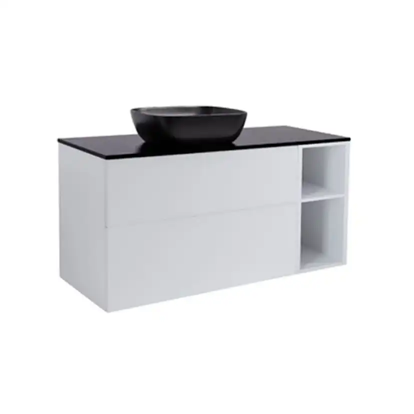A IS90+30Ö GRÅ BS SV+TS REKSV Färg: Ljusgrå, Färg Tvättställ: Svart, Färg Bänkskiva: Svart, Rektangulär Form, Storlek: 740x1210 mm